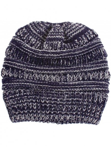 Skullies & Beanies Women's Trendy Warm Winter Beanie Hat Stretch Slouchy Skully Knit Cap Pom Bobble Hat - Blue - C218KGA9C93 ...