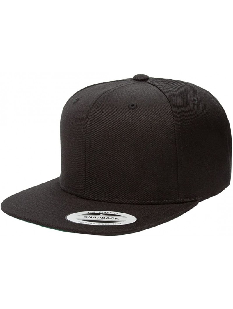 Baseball Caps 6-Panel Structured Flat Visor Classic Snapback (6089) - Black W/ Black Undervisor - CC11CYQ74XV $15.17