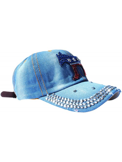 Baseball Caps Rhinestone Baseball Cap Denim - Democratic Donkey- Denim Light Blue - CN17Y7G20WQ $14.10