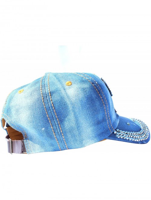 Baseball Caps Rhinestone Baseball Cap Denim - Democratic Donkey- Denim Light Blue - CN17Y7G20WQ $14.10