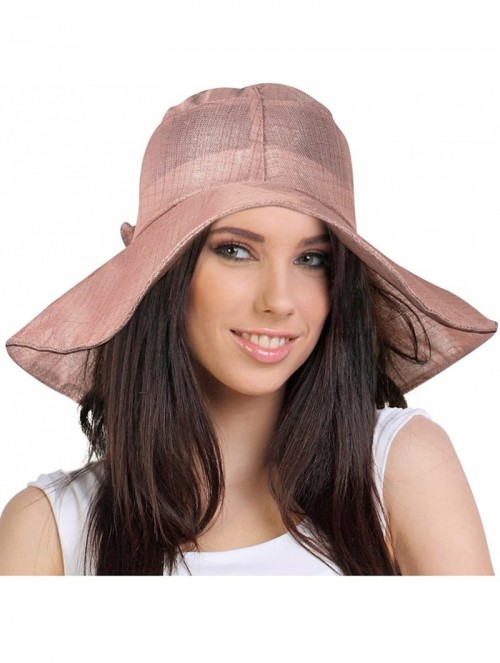 Sun Hats Women's Summer Sun Hat - Elegant Floppy Dress Hat - Breezy Bow - Rosy Pink - CP11M5ID3Q5 $28.21