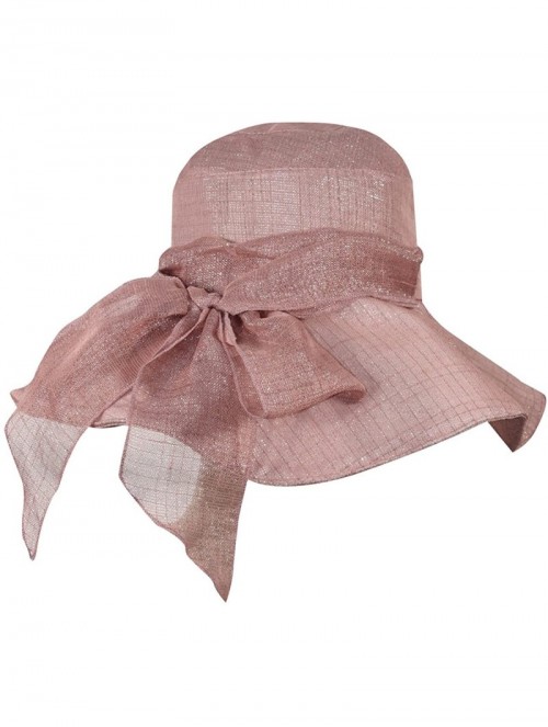 Sun Hats Women's Summer Sun Hat - Elegant Floppy Dress Hat - Breezy Bow - Rosy Pink - CP11M5ID3Q5 $28.21