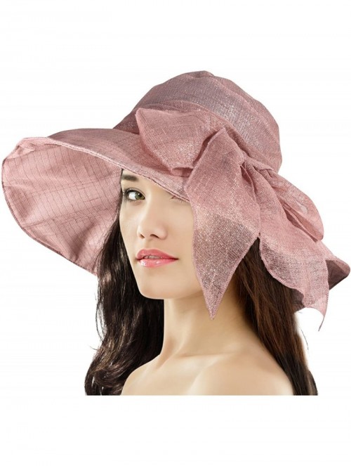 Sun Hats Women's Summer Sun Hat - Elegant Floppy Dress Hat - Breezy Bow - Rosy Pink - CP11M5ID3Q5 $28.21