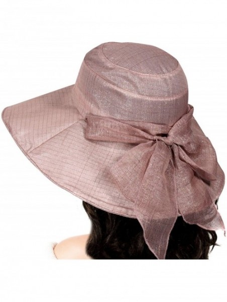 Sun Hats Women's Summer Sun Hat - Elegant Floppy Dress Hat - Breezy Bow - Rosy Pink - CP11M5ID3Q5 $28.21