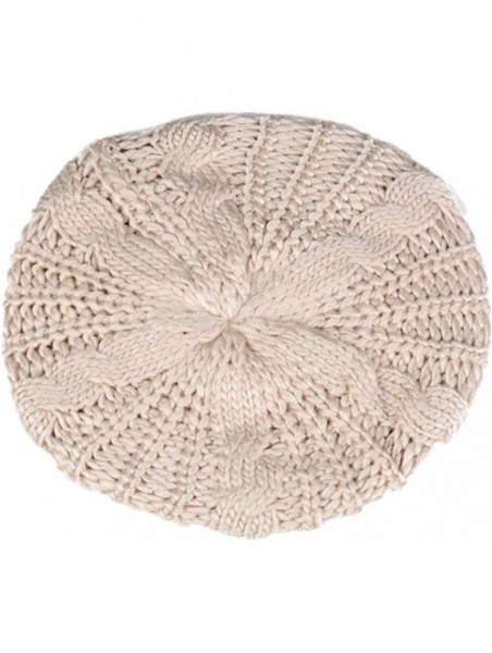 Bomber Hats Womens Beret Hats Winter Warm Knit Baggy Beanie Ski Hat Slouchy Chic Bailey Cap - Beige - CL18IO6AO04 $11.35