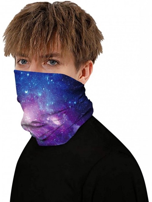 Balaclavas Galaxy Balaclava for Women Men Headband Bandana Head Wrap Scarf Neck Warmer Headwear - Purple Blue - C9199I2K37A $...