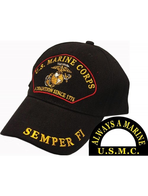 Baseball Caps U.S. Marine Corps A Tradition Since 1775 Semper Fi Hat Black - CN115VNU4G3 $18.45