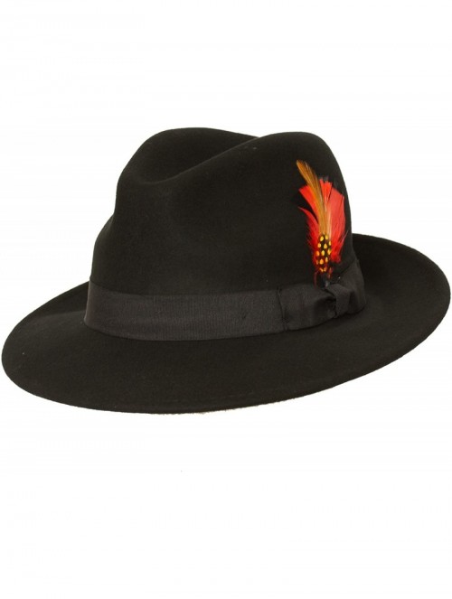 Fedoras 9th Street Reverb Classic Felt Fedora 100% Wool - Black - C4187EKUYOC $59.48