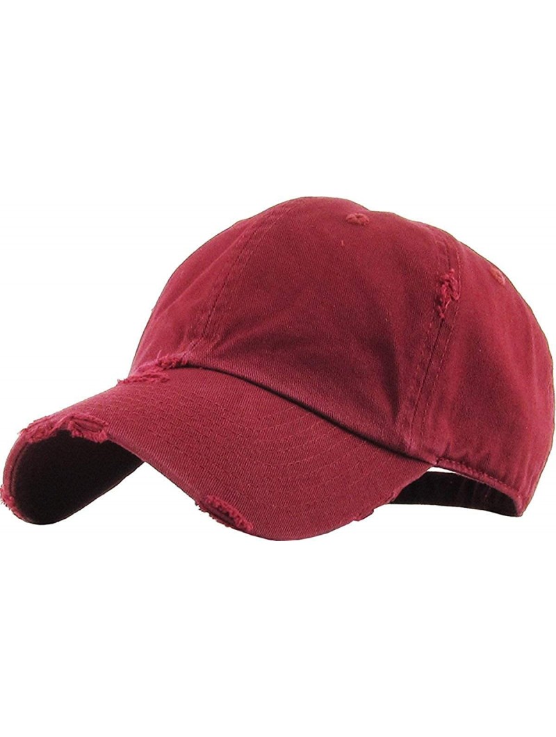 Baseball Caps Dad Hat Adjustable Unstructured Polo Style Low Profile Baseball Cap - Distressed Burgundy - CJ18DAQSULT $14.75