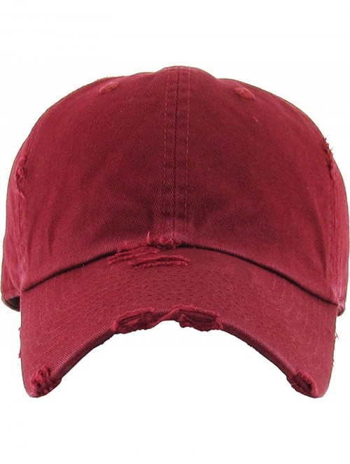 Baseball Caps Dad Hat Adjustable Unstructured Polo Style Low Profile Baseball Cap - Distressed Burgundy - CJ18DAQSULT $14.75