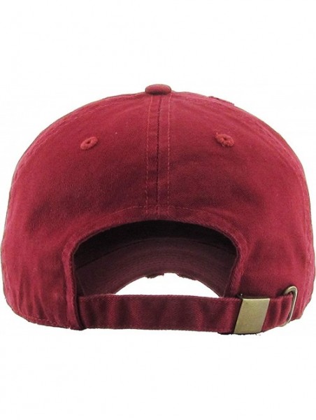 Baseball Caps Dad Hat Adjustable Unstructured Polo Style Low Profile Baseball Cap - Distressed Burgundy - CJ18DAQSULT $14.75