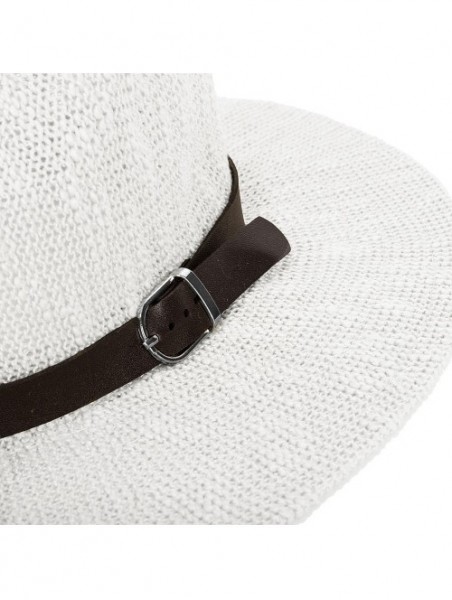 Sun Hats Women's Vintage Classic Derby Panama Hat Floppy Wide Brim Summer Style Beach Hat - Skyblue_ - CQ12GSPMRL7 $27.20