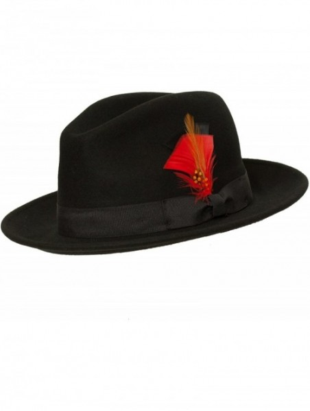 Fedoras 9th Street Reverb Classic Felt Fedora 100% Wool - Black - C4187EKUYOC $59.48