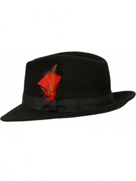 Fedoras 9th Street Reverb Classic Felt Fedora 100% Wool - Black - C4187EKUYOC $59.48