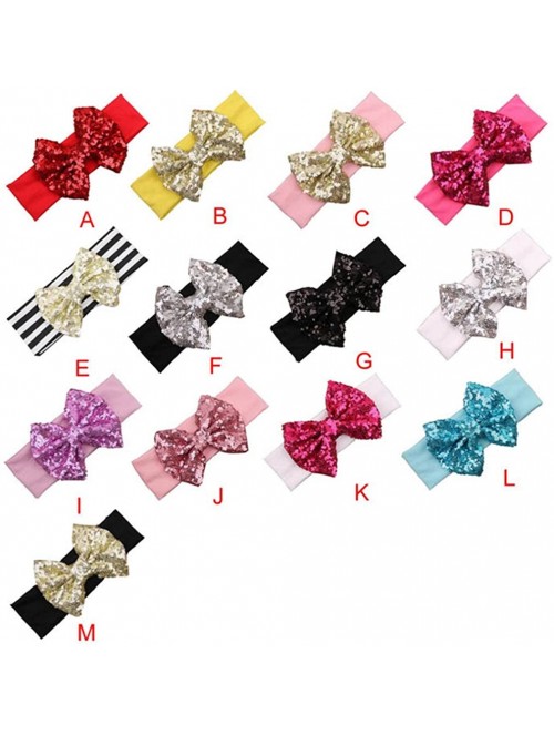 Headbands Baby Hairband- 2017 Fashion Baby Girl Elastic Headband Cute Sequins Bow Hair Accessories - H - C717YS4KX20 $11.01