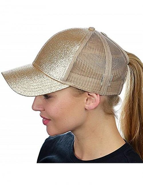 Skullies & Beanies Ponytail Cap Messy Trucker Adjustable Visor Baseball Cap Hat Unisex - Glitter Gold - C918EYLMD3X $21.34