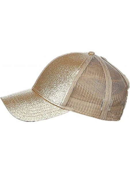 Skullies & Beanies Ponytail Cap Messy Trucker Adjustable Visor Baseball Cap Hat Unisex - Glitter Gold - C918EYLMD3X $21.34