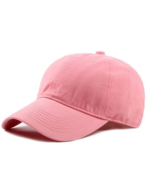 Baseball Caps Washed Baseball Hat Cotton Solid Adjustable - Pink - CN18O53877D $13.58