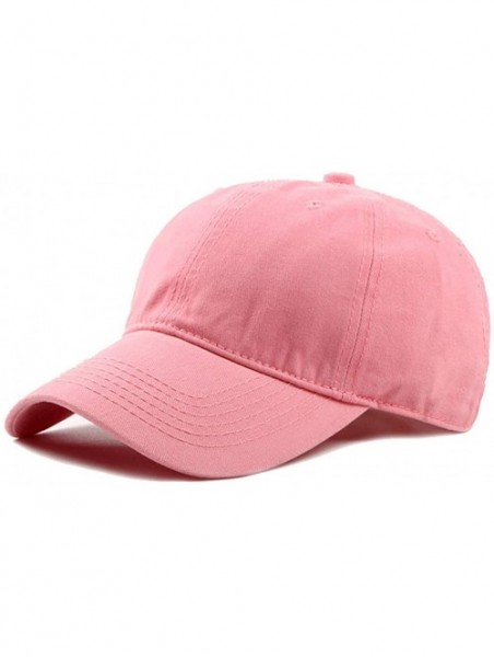 Baseball Caps Washed Baseball Hat Cotton Solid Adjustable - Pink - CN18O53877D $13.58