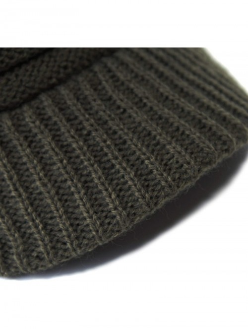 Skullies & Beanies Unisex Winter Hats with Visor Warm ski hat Stylish Knitted hat for Men and Women - Army Green -Striped - C...