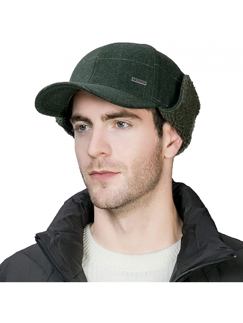 Baseball Caps Wool/Cotton/Washed Baseball Cap Earflap Elmer Fudd Hat All Season Fashion Unisex 56-61CM - 99726_armygreen - C5...