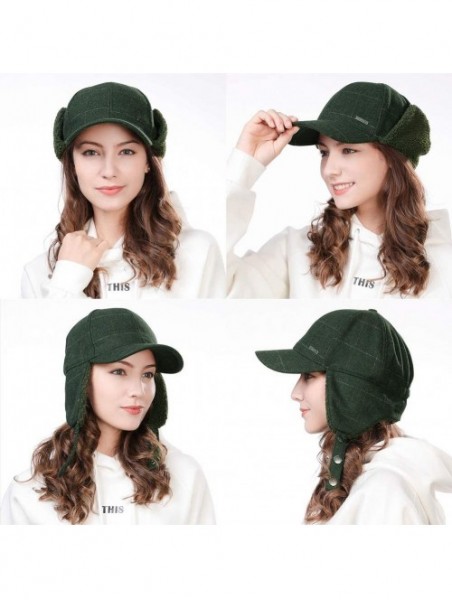 Baseball Caps Wool/Cotton/Washed Baseball Cap Earflap Elmer Fudd Hat All Season Fashion Unisex 56-61CM - 99726_armygreen - C5...