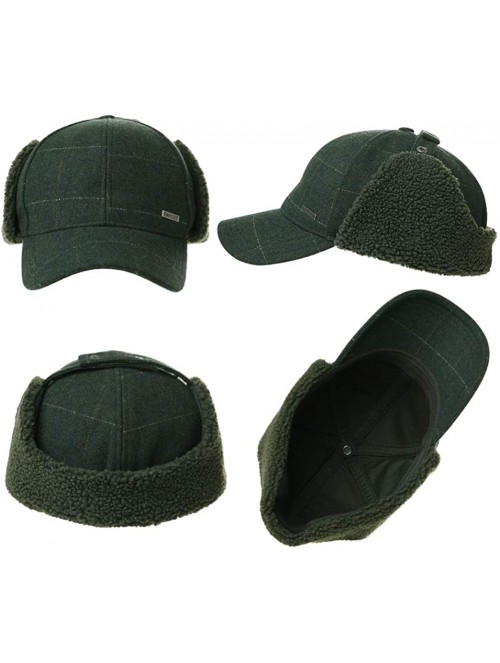 Baseball Caps Wool/Cotton/Washed Baseball Cap Earflap Elmer Fudd Hat All Season Fashion Unisex 56-61CM - 99726_armygreen - C5...