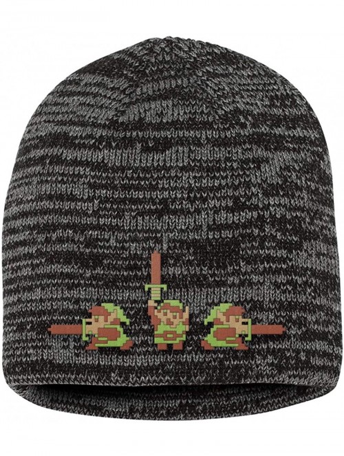Skullies & Beanies Zelda - Link 8 Bit Sword Spin Knit Hat Beanie Grey - C518UIYAC88 $13.11