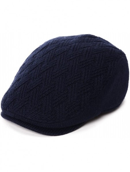 Newsboy Caps 2019 New Mens Winter Wool Newsboy Cap Adjustable Cold Weather Flat Cap Soft Lined - 89087_navy - CM186SD3Y7O $18.08