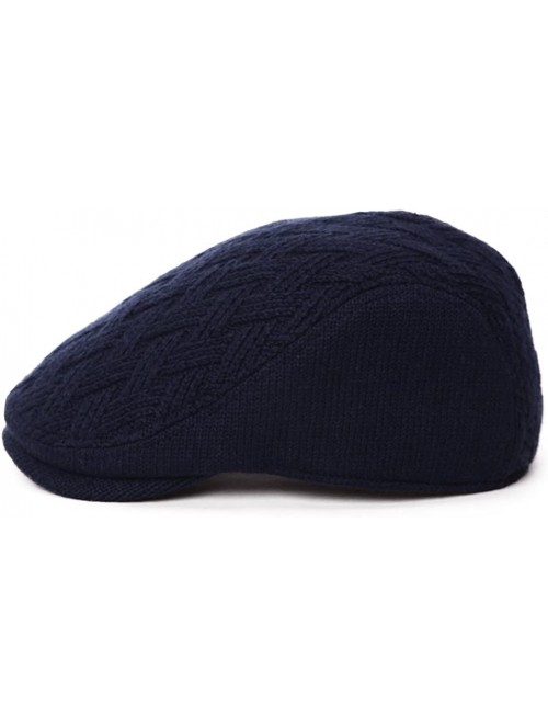 Newsboy Caps 2019 New Mens Winter Wool Newsboy Cap Adjustable Cold Weather Flat Cap Soft Lined - 89087_navy - CM186SD3Y7O $18.08