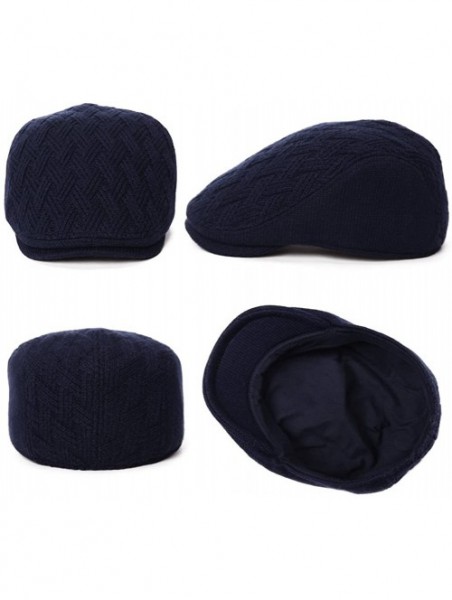 Newsboy Caps 2019 New Mens Winter Wool Newsboy Cap Adjustable Cold Weather Flat Cap Soft Lined - 89087_navy - CM186SD3Y7O $18.08