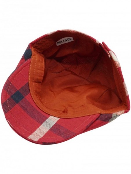 Newsboy Caps Women Men's Cotton Flat Cap Hat Newsboy Hunting Hat Cabbie Gatsby Cap - Red_1 - CF12O5K6TBG $11.97