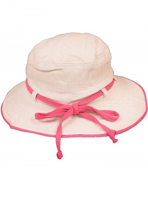 Sun Hats Ladies Casual White Hat with Belt Loops and Color Tie UPF 50+ - Fuchsia - C712O7QZKMW $20.66