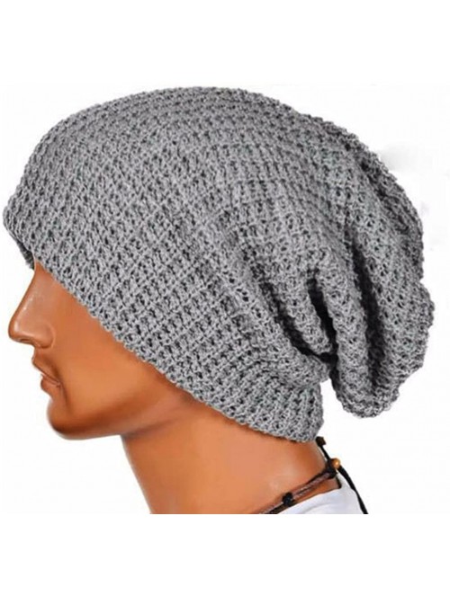 Skullies & Beanies Beanie Oversized Cap-Unisex Cable Knit Crochet Hat Chunky Soft Slouchy Warm Baggy Beanie Ski Hats - Gray -...