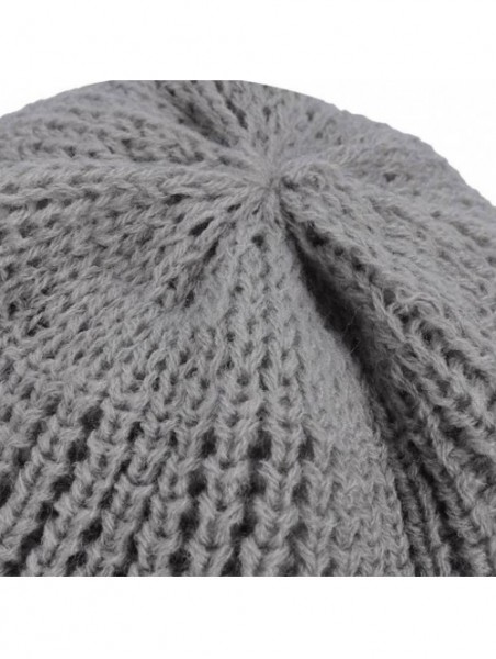 Skullies & Beanies Beanie Oversized Cap-Unisex Cable Knit Crochet Hat Chunky Soft Slouchy Warm Baggy Beanie Ski Hats - Gray -...