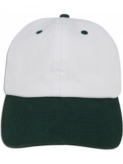 Baseball Caps Dad Hat Pigment Dyed Two Tone Plain Cotton Polo Style Retro Curved Baseball Cap 1200 - White / Dark Green - CN1...