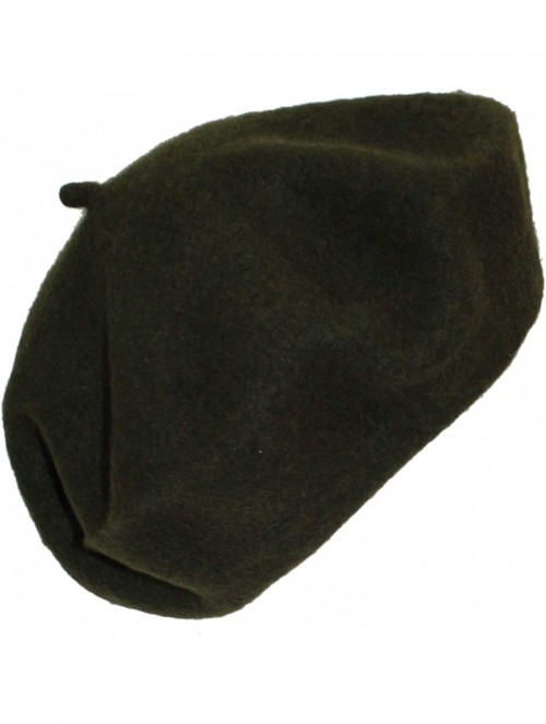 Berets Elegant Solid Classic Beret - Olive Green - CG18LQMD50D $13.28