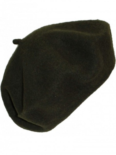 Berets Elegant Solid Classic Beret - Olive Green - CG18LQMD50D $13.28