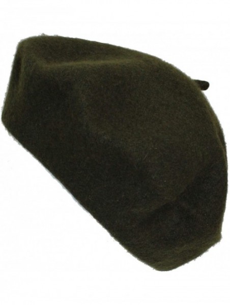 Berets Elegant Solid Classic Beret - Olive Green - CG18LQMD50D $13.28