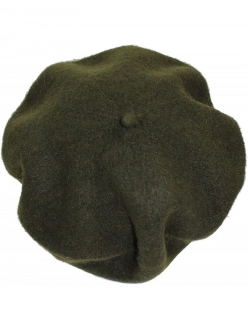 Berets Elegant Solid Classic Beret - Olive Green - CG18LQMD50D $13.28