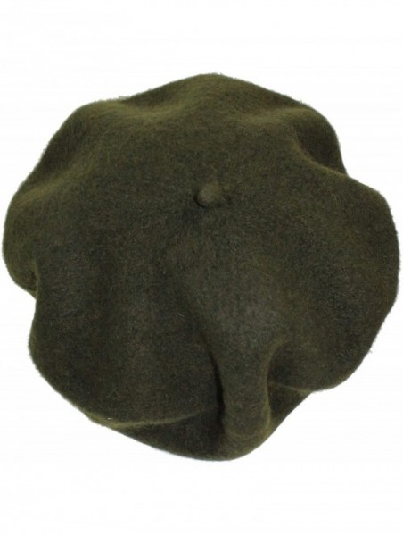 Berets Elegant Solid Classic Beret - Olive Green - CG18LQMD50D $13.28