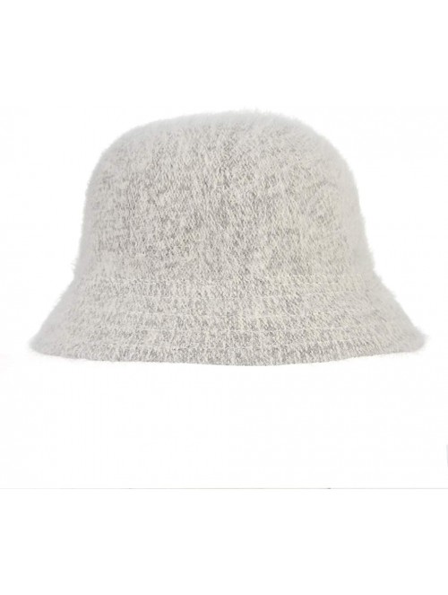 Bucket Hats Women Solid Angora Crochet Bucket Hat Vintage Wide Brim Cloche Hat - Light Grey - CV18IG8QIE6 $13.54