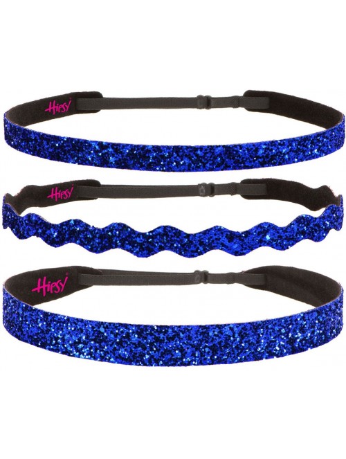 Headbands Women's Adjustable NO SLIP Bling Glitter Headband Mixed 3pk (Mixed Royal Blue 3pk) - Mixed Royal Blue 3pk - CT12FUO...