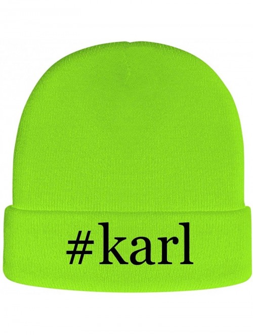 Skullies & Beanies Karl - Hashtag Soft Adult Beanie Cap - Neon Green - CS18AX34NYE $24.46