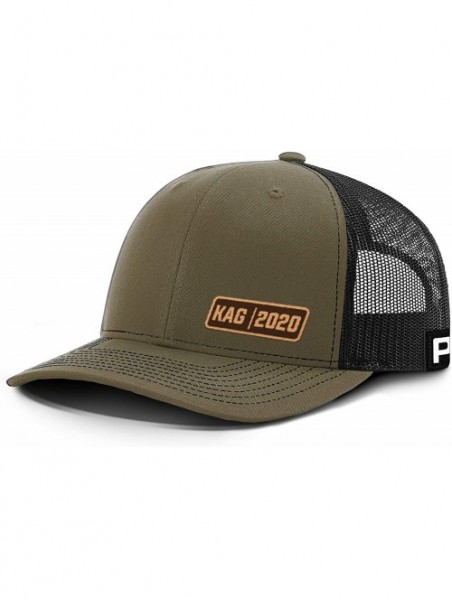 Baseball Caps KAG Leather Patch Back Mesh Hat - Loden Front / Black Mesh - C818XDRDL6N $32.75