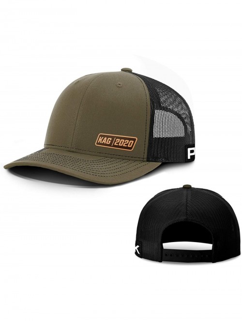 Baseball Caps KAG Leather Patch Back Mesh Hat - Loden Front / Black Mesh - C818XDRDL6N $32.75