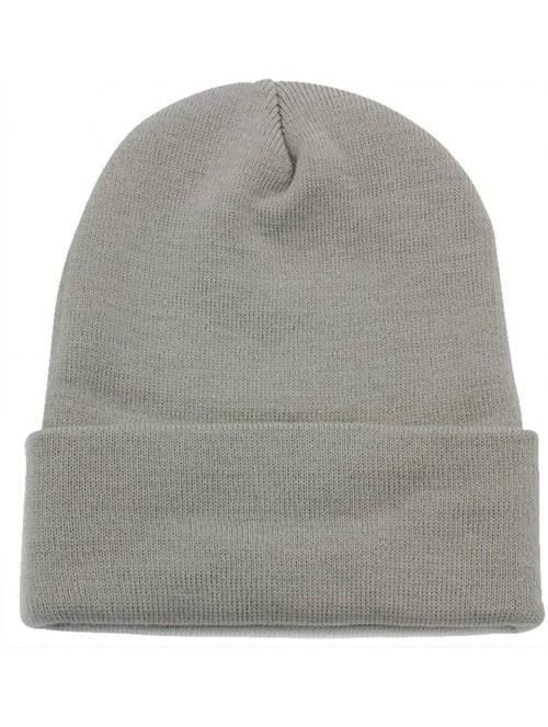 Skullies & Beanies Unisex Men Women Youth Skull Ski Folded Beanie Plain Toboggan Cap Knit Hat - Silver - C9188Z749CG $14.10