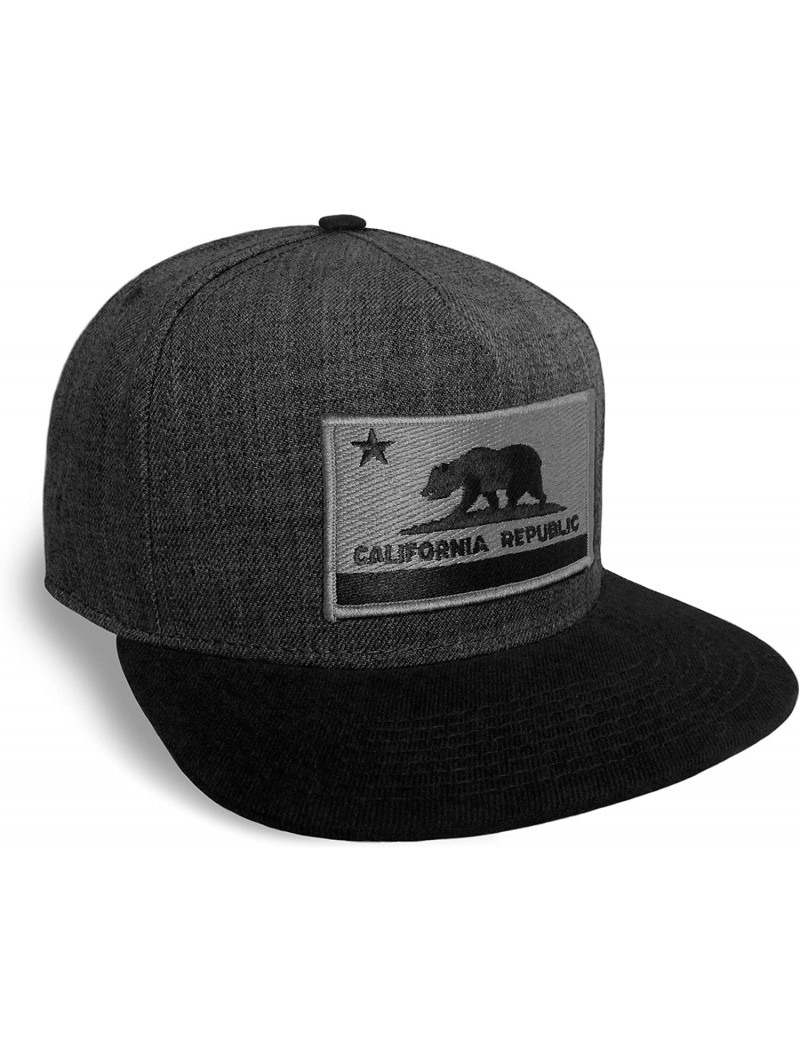 Baseball Caps California State Flag Dark Grey and Black Flat Brim Baseball Cap Hat Snapback - C817Y095ZQX $32.46