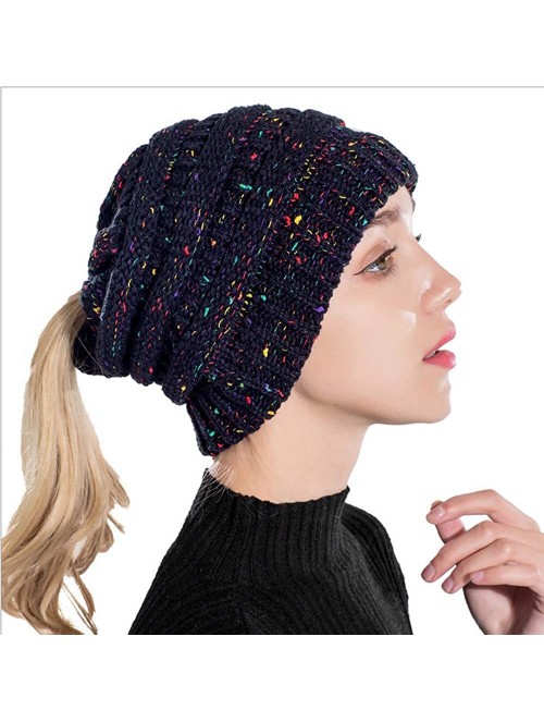 Skullies & Beanies Women Winter Outdoor High Bun BeanieTail Soft Crochet hat .(Free 1 Pony Tie) - Khaki Multi - CN18MGNRDON $...