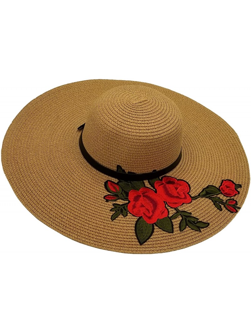 Sun Hats Sun Hats for Women- Woven Floppy Beach Woven Summer Spring Straw Hat - CN18E63R9LN $34.86